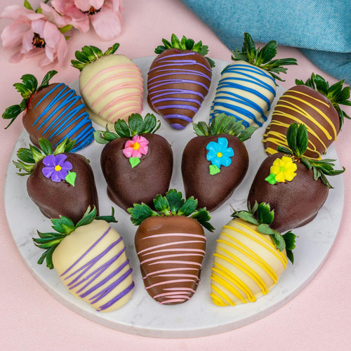 Springtime Bloom Hand-Dipped Belgian Chocolate Strawberries