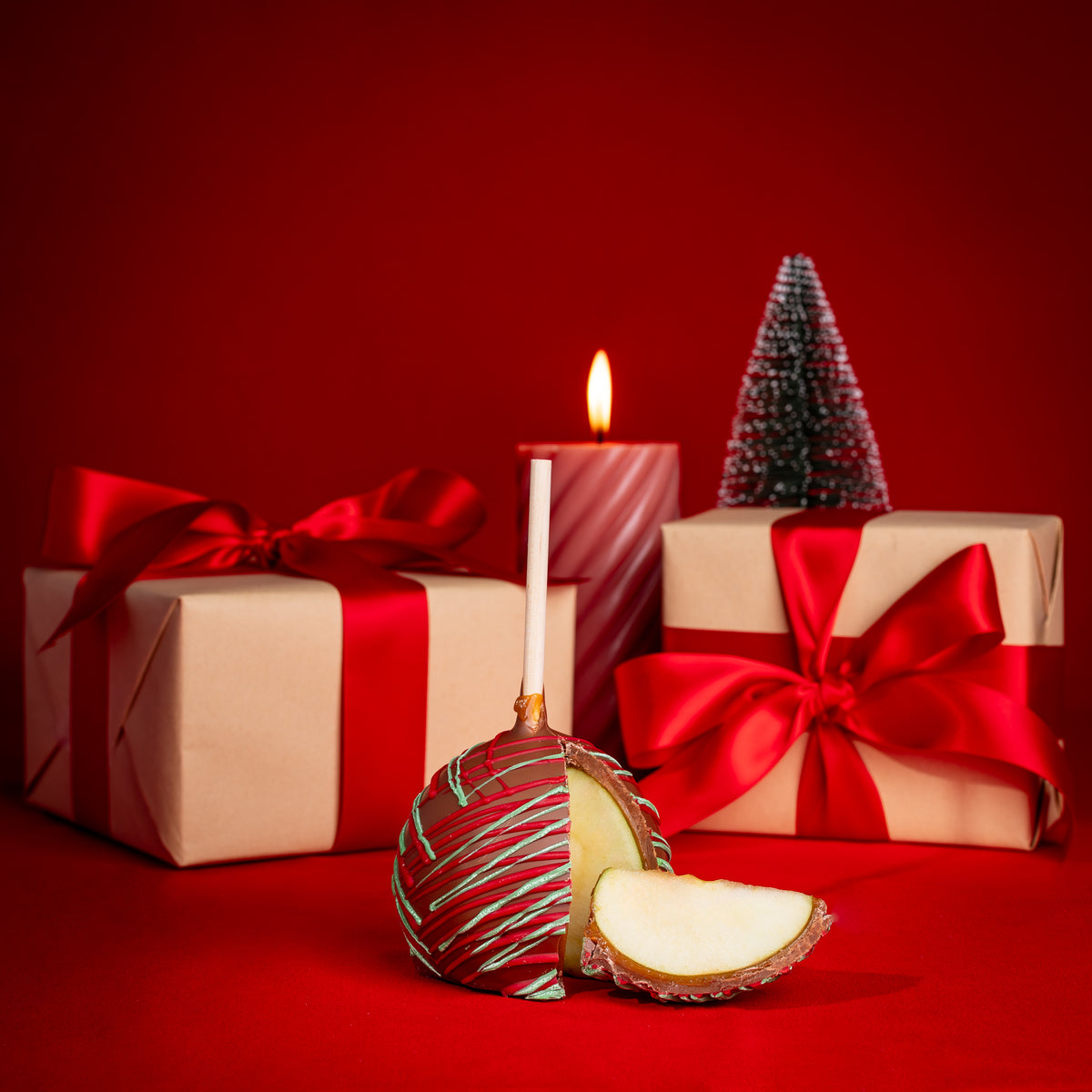 Holiday Belgian Chocolate Caramel Apples