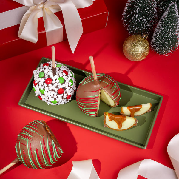 Holiday Belgian Chocolate Caramel Apples