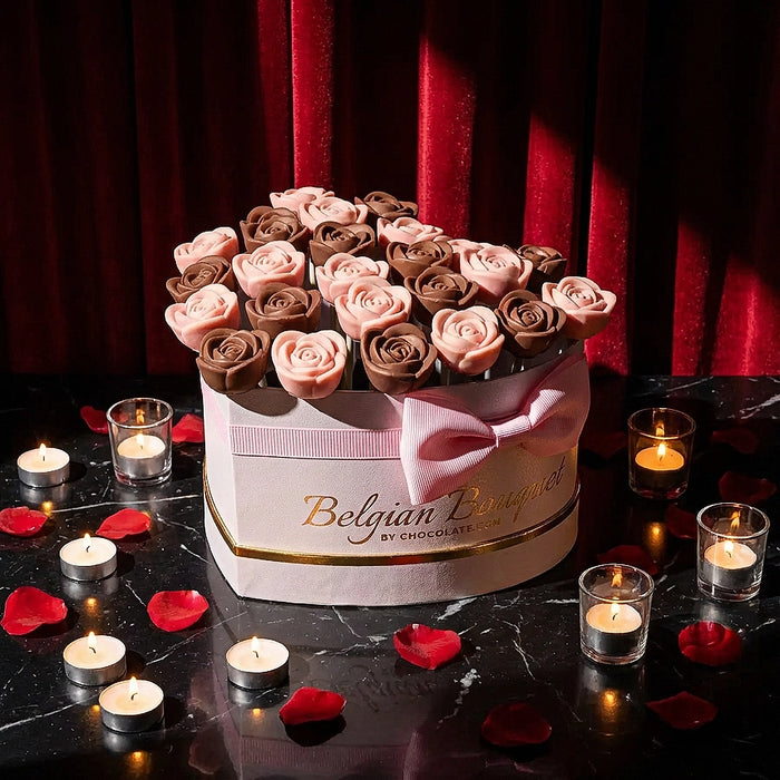 Heart-Shaped Belgian Bouquet™ Chocolate Roses