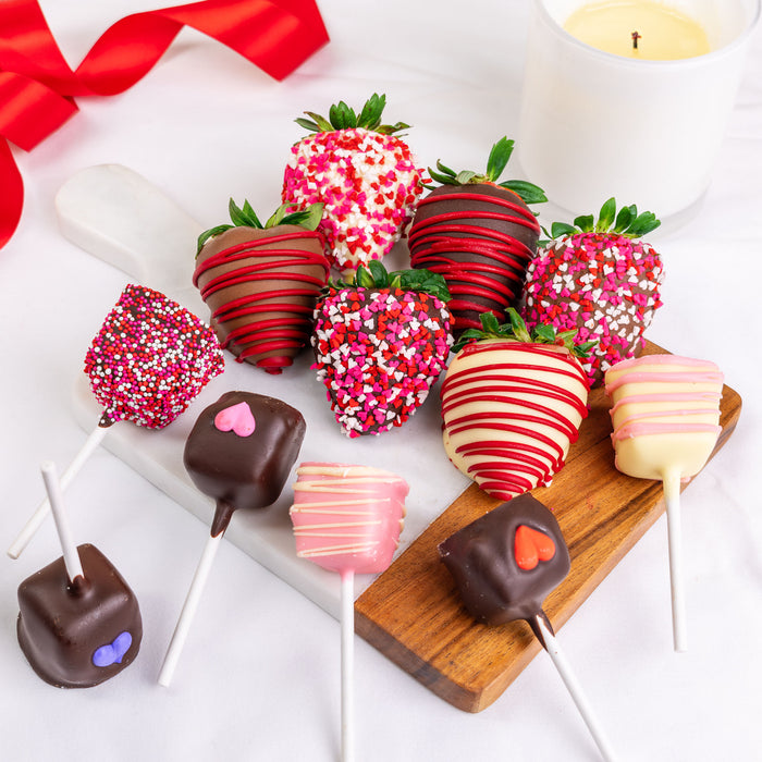 Berry In Love Hand-Dipped Belgian Chocolate Strawberries & Cheesecake Pops