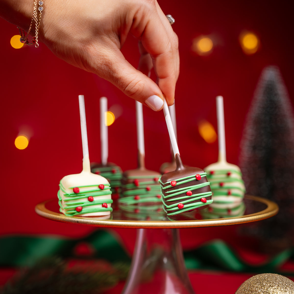 Holiday Belgian Chocolate Strawberries & Cheesecake Pops