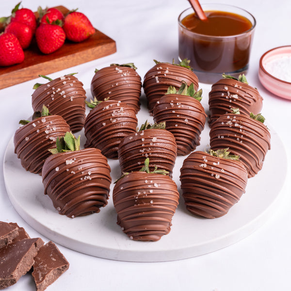 Hand-Dipped Belgian Chocolate & Sea Salt Caramel Strawberries