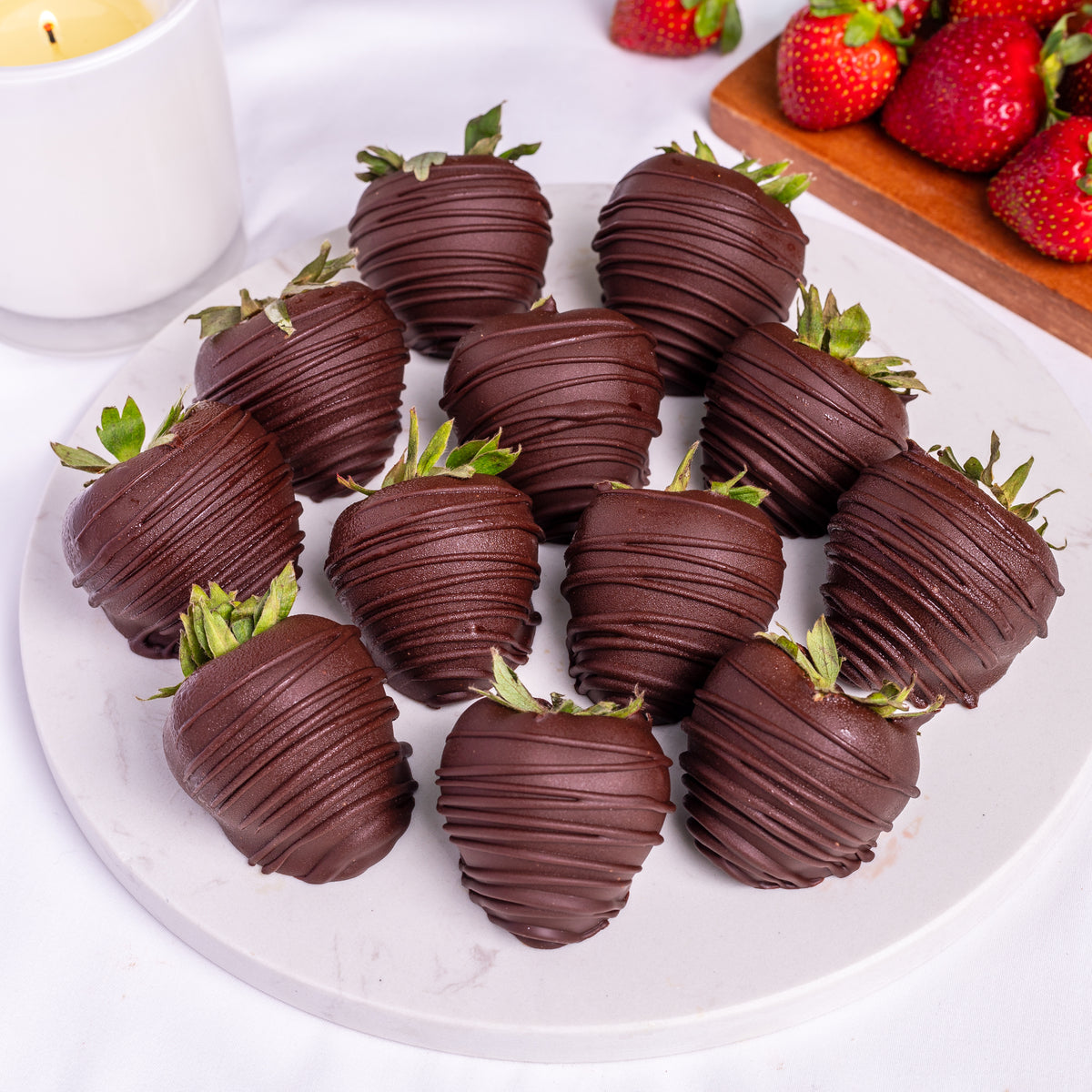 Hand-Dipped Belgian Dark Chocolate Strawberries