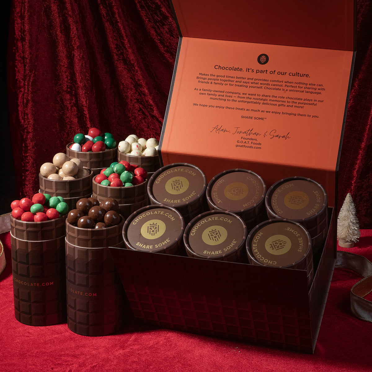 Holiday Chocolate Gems - 6 Tube Gift Box