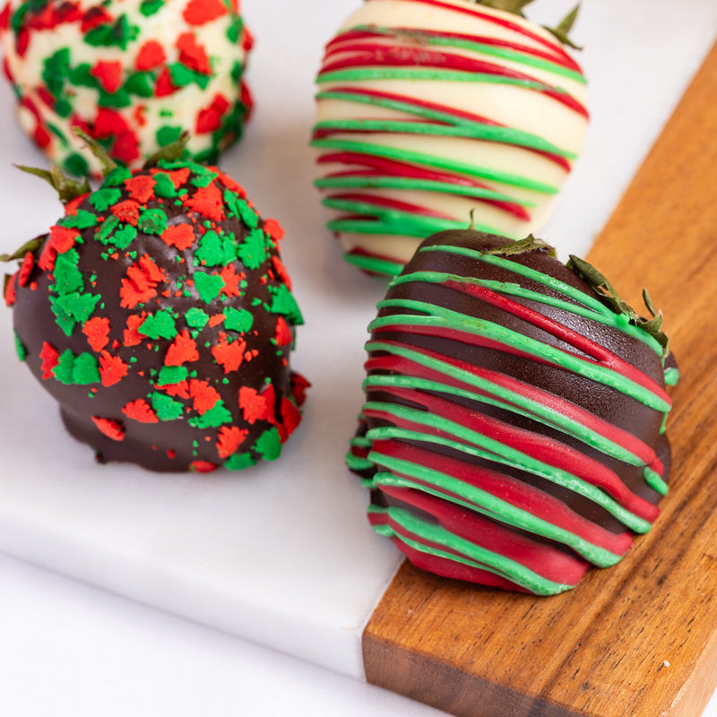 Hand-Dipped Holiday Belgian Chocolate Strawberries