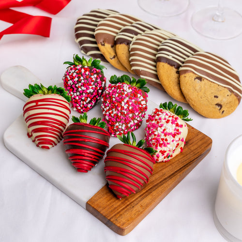 Melt My Heart Hand-Dipped Belgian Chocolate Strawberries & Cookies