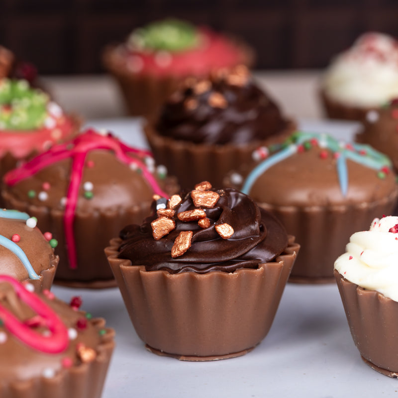 Holiday Mini Ganache Cupcakes