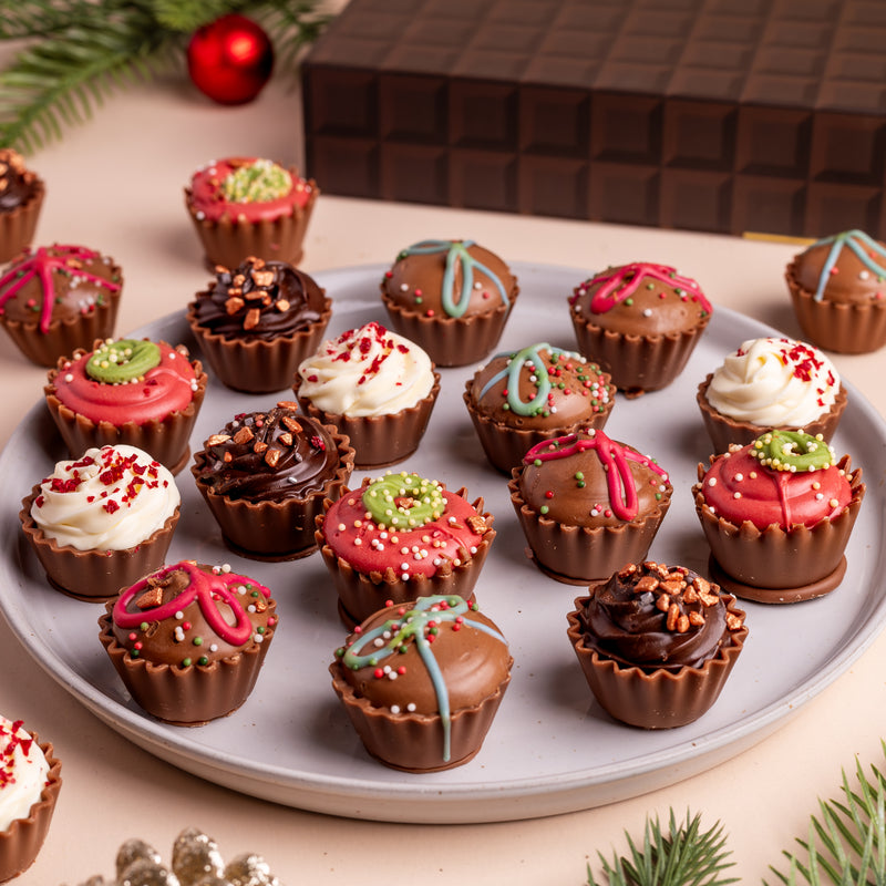 Holiday Mini Ganache Cupcakes