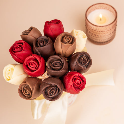 One Dozen Belgian Chocolate Roses