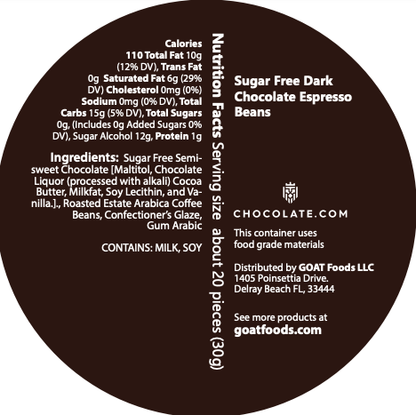 Sugar Free Dark Chocolate Espresso Beans