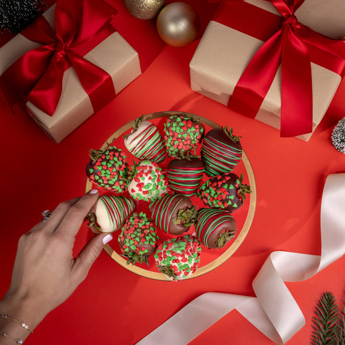 Hand-Dipped Holiday Belgian Chocolate Strawberries