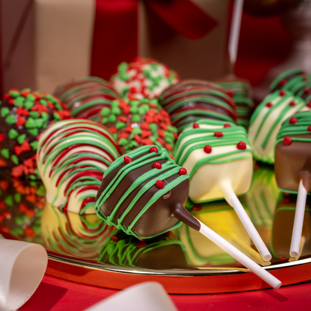 Holiday Belgian Chocolate Strawberries & Cheesecake Pops