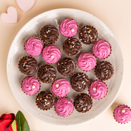 Dark Chocolate & Raspberry Mini Ganache Cupcakes